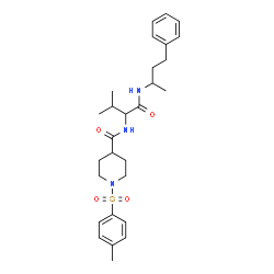 ChemSpider 2D Image | N-{3-Methyl-1-oxo-1-[(4-phenyl-2-butanyl)amino]-2-butanyl}-1-[(4-methylphenyl)sulfonyl]-4-piperidinecarboxamide | C28H39N3O4S