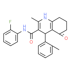 ChemSpider 2D Image | N-(2-Fluorophenyl)-2-methyl-4-(2-methylphenyl)-5-oxo-1,4,5,6,7,8-hexahydro-3-quinolinecarboxamide | C24H23FN2O2