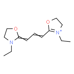 ChemSpider 2D Image | 3-Ethyl-2-[3-(3-ethyl-1,3-oxazolidin-2-ylidene)-1-propen-1-yl]-4,5-dihydro-1,3-oxazol-3-ium | C13H21N2O2