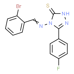 ChemSpider 2D Image | 4-[(2-Bromobenzylidene)amino]-5-(4-fluorophenyl)-2,4-dihydro-3H-1,2,4-triazole-3-thione | C15H10BrFN4S