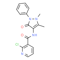 ChemSpider 2D Image | 2-Chloro-N-(1,5-dimethyl-3-oxo-2-phenyl-2,3-dihydro-1H-pyrazol-4-yl)nicotinamide | C17H15ClN4O2