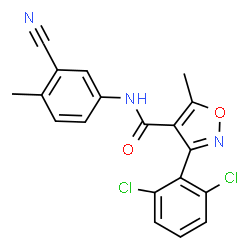 ChemSpider 2D Image | N-(3-Cyano-4-methylphenyl)-3-(2,6-dichlorophenyl)-5-methyl-1,2-oxazole-4-carboxamide | C19H13Cl2N3O2