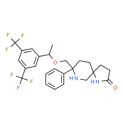 ChemSpider 2D Image | 8-({1-[3,5-Bis(trifluoromethyl)phenyl]ethoxy}methyl)-8-phenyl-1,7-diazaspiro[4.5]decan-2-one | C25H26F6N2O2