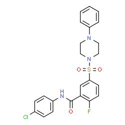 ChemSpider 2D Image | N-(4-Chlorophenyl)-2-fluoro-5-[(4-phenyl-1-piperazinyl)sulfonyl]benzamide | C23H21ClFN3O3S