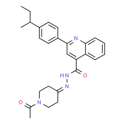 ChemSpider 2D Image | N'-(1-Acetyl-4-piperidinylidene)-2-(4-sec-butylphenyl)-4-quinolinecarbohydrazide | C27H30N4O2