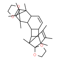 ChemSpider 2D Image | 1',5',6',7',8',14',15',16'-Octamethyldispiro[1,3-dioxolane-2,17'-hexacyclo[12.2.1.1~5,8~.0~2,13~.0~3,10~.0~4,9~]octadeca[6,11,15]triene-18',2''-[1,3]dioxolane] | C30H40O4