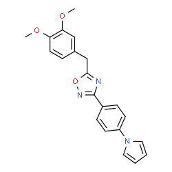 ChemSpider 2D Image | [1,2,4]Oxadiazole, 5-(3,4-dimethoxybenzyl)-3-(4-pyrrol-1-ylphenyl)- | C21H19N3O3