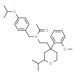 ChemSpider 2D Image | N-(4-Isopropoxybenzyl)-N-{2-[2-isopropyl-4-(2-methoxyphenyl)tetrahydro-2H-pyran-4-yl]ethyl}acetamide | C29H41NO4