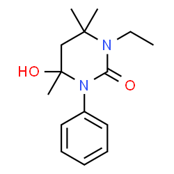 ChemSpider 2D Image | 1-Ethyl-4-hydroxy-4,6,6-trimethyl-3-phenyltetrahydro-2(1H)-pyrimidinone | C15H22N2O2