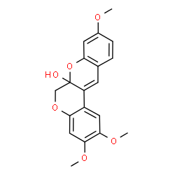 ChemSpider 2D Image | 2,3,9-Trimethoxychromeno[3,4-b]chromen-6a(6H)-ol | C19H18O6