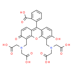 ChemSpider 2D Image | 2-(4,5-Bis{[bis(carboxymethyl)amino]methyl}-6-hydroxy-3-oxo-3H-xanthen-9-yl)benzoic acid | C30H26N2O13
