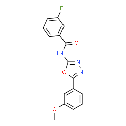 ChemSpider 2D Image | 3-Fluoro-N-[5-(3-methoxyphenyl)-1,3,4-oxadiazol-2-yl]benzamide | C16H12FN3O3