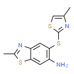 ChemSpider 2D Image | 2-Methyl-5-[(4-methyl-1,3-thiazol-2-yl)sulfanyl]-1,3-benzothiazol-6-amine | C12H11N3S3