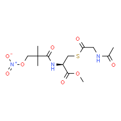 ChemSpider 2D Image | Methyl S-(acetamidoacetyl)-N-[2,2-dimethyl-3-(nitrooxy)propanoyl]-L-cysteinate | C13H21N3O8S