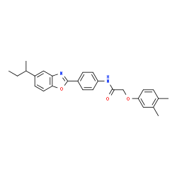 ChemSpider 2D Image | N-[4-(5-sec-Butyl-1,3-benzoxazol-2-yl)phenyl]-2-(3,4-dimethylphenoxy)acetamide | C27H28N2O3