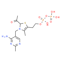 ChemSpider 2D Image | 2-{2-Acetyl-3-[(4-amino-2-methyl-5-pyrimidinyl)methyl]-4-methyl-2,3-dihydro-1,3-thiazol-5-yl}ethyl trihydrogen diphosphate | C14H22N4O8P2S