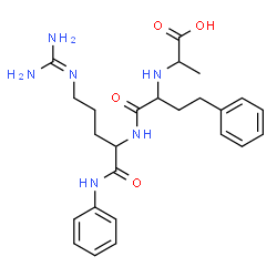 ChemSpider 2D Image | N-[1-({1-Anilino-5-[(diaminomethylene)amino]-1-oxo-2-pentanyl}amino)-1-oxo-4-phenyl-2-butanyl]alanine | C25H34N6O4