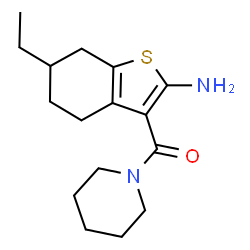 ChemSpider 2D Image | 6-ethyl-3-(piperidine-1-carbonyl)-4,5,6,7-tetrahydro-1-benzothiophen-2-amine | C16H24N2OS