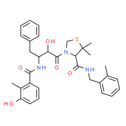 ChemSpider 2D Image | N-(2-methylbenzyl)-3-(2-hydroxy-3-(3-hydroxy-2-methylbenzoyl)amino-4-phenylbutanoyl)-5,5-dimethyl-1,3-thiazolidine-4-carboxamide | C32H37N3O5S