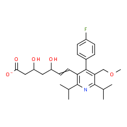 ChemSpider 2D Image | 7-[4-(4-Fluorophenyl)-2,6-diisopropyl-5-(methoxymethyl)-3-pyridinyl]-3,5-dihydroxy-6-heptenoate | C26H33FNO5