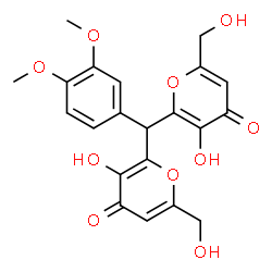 ChemSpider 2D Image | 2,2'-[(3,4-Dimethoxyphenyl)methylene]bis[3-hydroxy-6-(hydroxymethyl)-4H-pyran-4-one] | C21H20O10