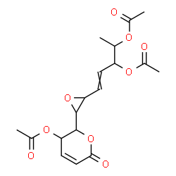 ChemSpider 2D Image | 1-[3-(3-Acetoxy-6-oxo-3,6-dihydro-2H-pyran-2-yl)-2-oxiranyl]-1-pentene-3,4-diyl diacetate | C18H22O9