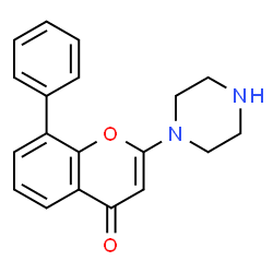 ChemSpider 2D Image | 8-PHENYL-2-(PIPERAZIN-1-YL)CHROMEN-4-ONE | C19H18N2O2
