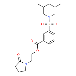 ChemSpider 2D Image | 2-(2-Oxo-1-pyrrolidinyl)ethyl 3-[(3,5-dimethyl-1-piperidinyl)sulfonyl]benzoate | C20H28N2O5S