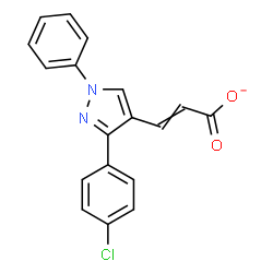 ChemSpider 2D Image | 3-[3-(4-Chlorophenyl)-1-phenyl-1H-pyrazol-4-yl]acrylate | C18H12ClN2O2