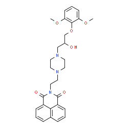 ChemSpider 2D Image | 2-(2-{4-[3-(2,6-Dimethoxyphenoxy)-2-hydroxypropyl]-1-piperazinyl}ethyl)-1H-benzo[de]isoquinoline-1,3(2H)-dione | C29H33N3O6