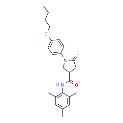ChemSpider 2D Image | 1-(4-Butoxyphenyl)-N-mesityl-5-oxo-3-pyrrolidinecarboxamide | C24H30N2O3