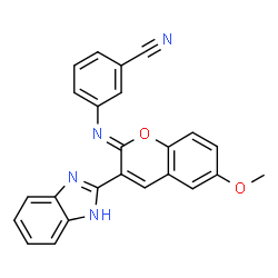 ChemSpider 2D Image | 3-{(Z)-[3-(1H-Benzimidazol-2-yl)-6-methoxy-2H-chromen-2-ylidene]amino}benzonitrile | C24H16N4O2