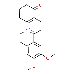 ChemSpider 2D Image | 9,10-Dimethoxy-1-oxo-1,2,3,4,6,7,12,13-octahydroisoquinolino[2,1-a]quinolinium | C19H22NO3