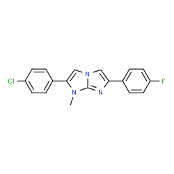 ChemSpider 2D Image | 2-(4-Chlorophenyl)-6-(4-fluorophenyl)-1-methyl-1H-imidazo[1,2-a]imidazole | C18H13ClFN3