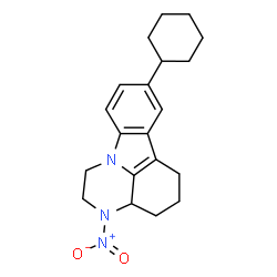 ChemSpider 2D Image | 8-Cyclohexyl-3-nitro-2,3,3a,4,5,6-hexahydro-1H-pyrazino[3,2,1-jk]carbazole | C20H25N3O2