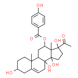 ChemSpider 2D Image | 3,8,14,17-Tetrahydroxy-20-oxopregn-5-en-12-yl 4-hydroxybenzoate | C28H36O8
