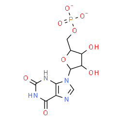 ChemSpider 2D Image | 9-(5-O-Phosphonatopentofuranosyl)-3,9-dihydro-1H-purine-2,6-dione | C10H11N4O9P