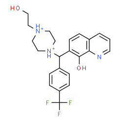 ChemSpider 2D Image | 1-(2-Hydroxyethyl)-4-{(8-hydroxy-7-quinolinyl)[4-(trifluoromethyl)phenyl]methyl}piperazinediium | C23H26F3N3O2