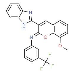 ChemSpider 2D Image | (2Z)-3-(1H-Benzimidazol-2-yl)-8-methoxy-N-[3-(trifluoromethyl)phenyl]-2H-chromen-2-imine | C24H16F3N3O2