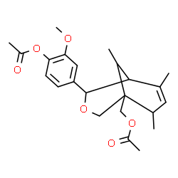ChemSpider 2D Image | [4-(4-Acetoxy-3-methoxyphenyl)-6,8,9-trimethyl-3-oxabicyclo[3.3.1]non-6-en-1-yl]methyl acetate | C23H30O6