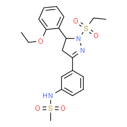 ChemSpider 2D Image | N-{3-[5-(2-Ethoxyphenyl)-1-(ethylsulfonyl)-4,5-dihydro-1H-pyrazol-3-yl]phenyl}methanesulfonamide | C20H25N3O5S2