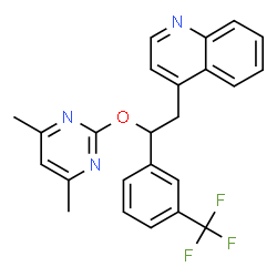 ChemSpider 2D Image | 4-{2-[(4,6-Dimethyl-2-pyrimidinyl)oxy]-2-[3-(trifluoromethyl)phenyl]ethyl}quinoline | C24H20F3N3O
