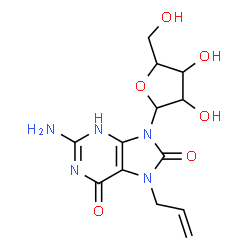 ChemSpider 2D Image | 7-Allyl-2-amino-9-pentofuranosyl-7,9-dihydro-3H-purine-6,8-dione | C13H17N5O6