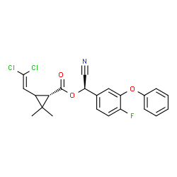 ChemSpider 2D Image | (R)-Cyano(4-fluoro-3-phenoxyphenyl)methyl (1S)-3-(2,2-dichlorovinyl)-2,2-dimethylcyclopropanecarboxylate | C22H18Cl2FNO3