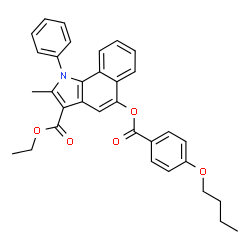 ChemSpider 2D Image | Ethyl 5-[(4-butoxybenzoyl)oxy]-2-methyl-1-phenyl-1H-benzo[g]indole-3-carboxylate | C33H31NO5