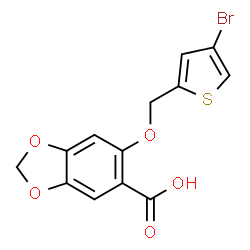 ChemSpider 2D Image | 6-[(4-Bromo-2-thienyl)methoxy]-1,3-benzodioxole-5-carboxylic acid | C13H9BrO5S