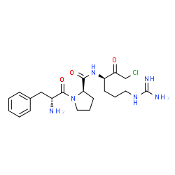 ChemSpider 2D Image | D-Phenylalanyl-N-[(3R)-6-carbamimidamido-1-chloro-2-oxo-3-hexanyl]-D-prolinamide | C21H31ClN6O3