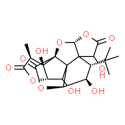 ChemSpider 2D Image | (1R,3R,8S,9R,10S,13S,16S,17R)-6,9,12,17-Tetrahydroxy-16-methyl-8-(2-methyl-2-propanyl)-2,4,14,19-tetraoxahexacyclo[8.7.2.0~1,11~.0~3,7~.0~7,11~.0~13,17~]nonadecane-5,15,18-trione | C20H24O11