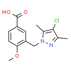 ChemSpider 2D Image | 3-[(4-chloro-3,5-dimethylpyrazol-1-yl)methyl]-4-methoxybenzoic acid | C14H15ClN2O3
