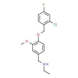 ChemSpider 2D Image | N-{4-[(2-Chloro-4-fluorobenzyl)oxy]-3-methoxybenzyl}ethanamine | C17H19ClFNO2